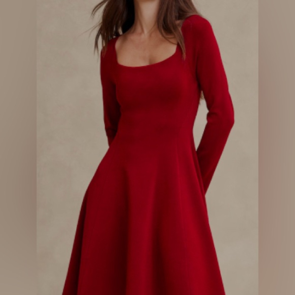 Banana Republic Red Long Sleeve Dress